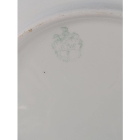 ANTIQUE Possibly German Serving Bowl Green Pink Floral - Picture 4 of 4